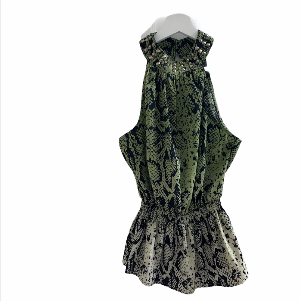 New 2B Bebe Halter Animal Print Blouse
